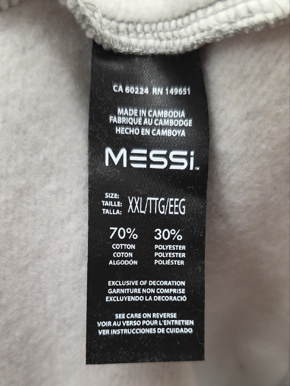NEW Messi Collection Men's Fleece Active Hoodie Gray Sweatshirt Size XXL - Picture 11 of 12